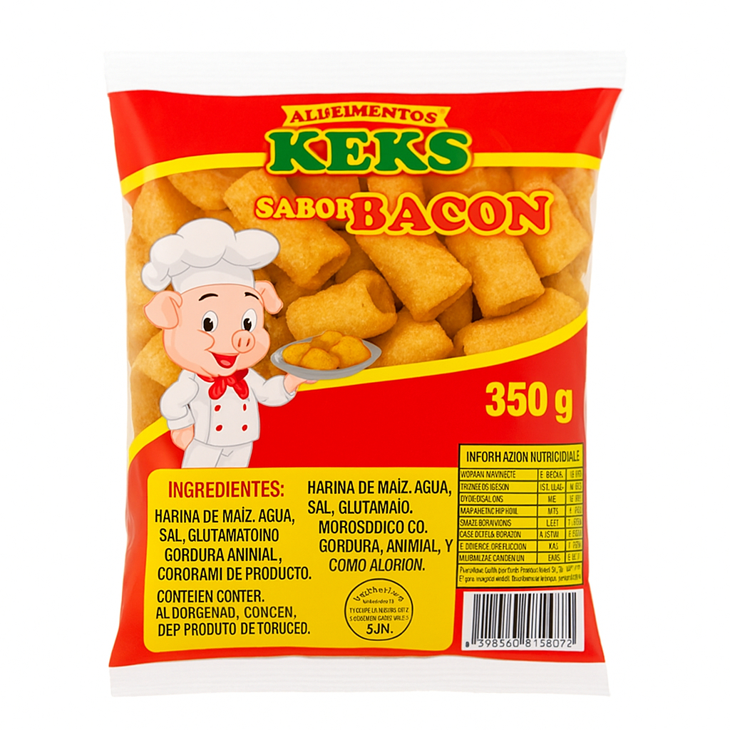 Salgadinho Rabinho de Porco Sabor Bacon 350g Kek's