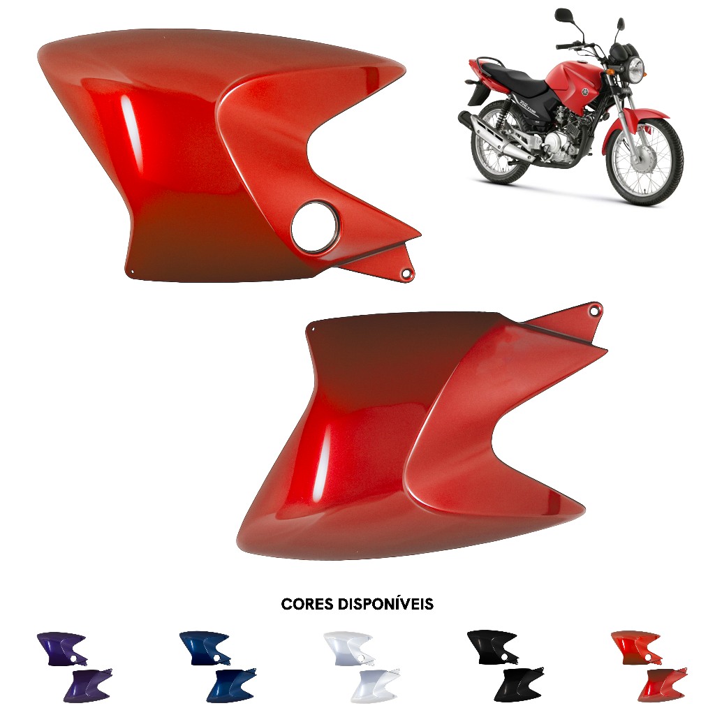 Aba de Tanque YBR Factor 125 2009 a 2013 Par Vermelho Roxo Azul Cinza Preto