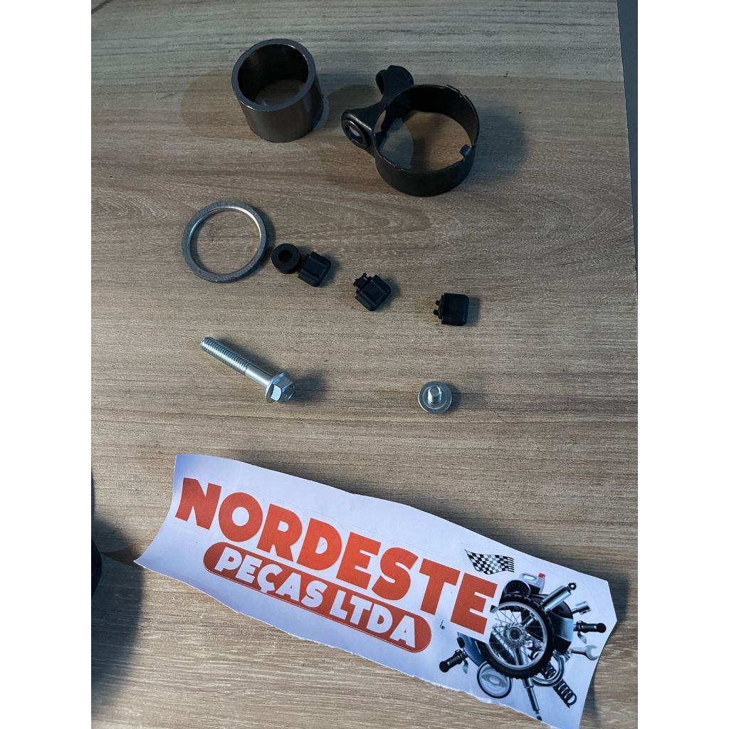 Abraçadeira escape cb 300 + guarnição + Parafuso protetor escape + coxim bucha + anel cb300