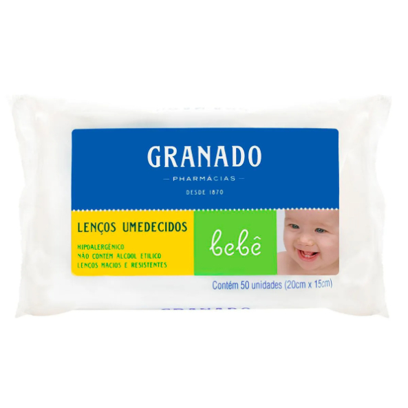 Lenço Umedecido Granado Bebê 50 Unidades – Hipoalergênico e Sem Álcool em Oferta na Shopee