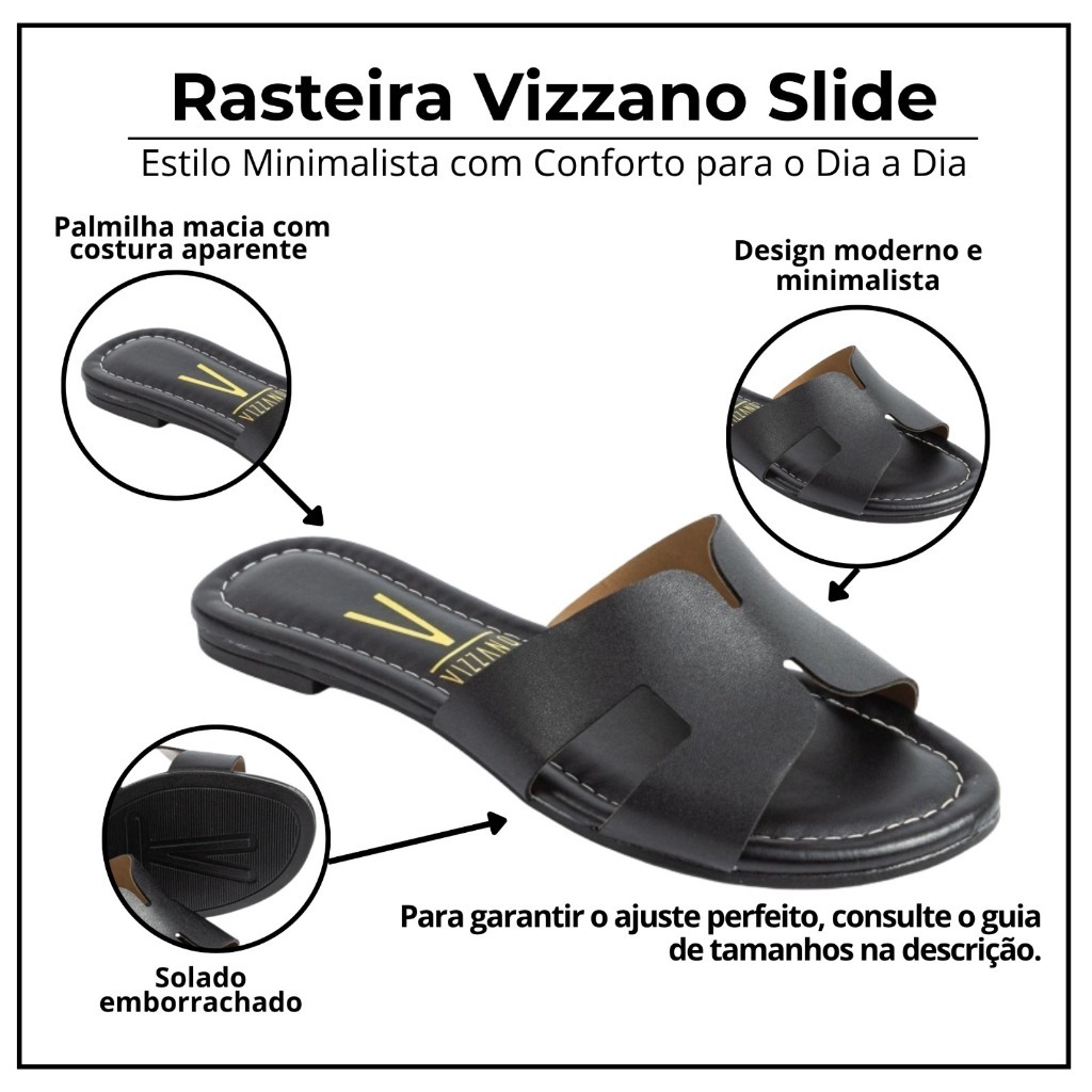 Sandália Rasteirinha Vizzano Feminina Brilho Original 6371 Preto