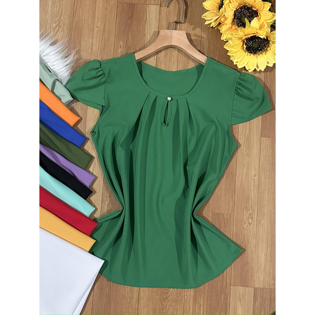 blusa manga princesa com botao de moda feminina 0217