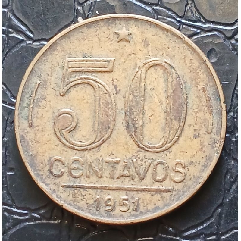 Moeda 50 centavos Presidente Dutra 1951.