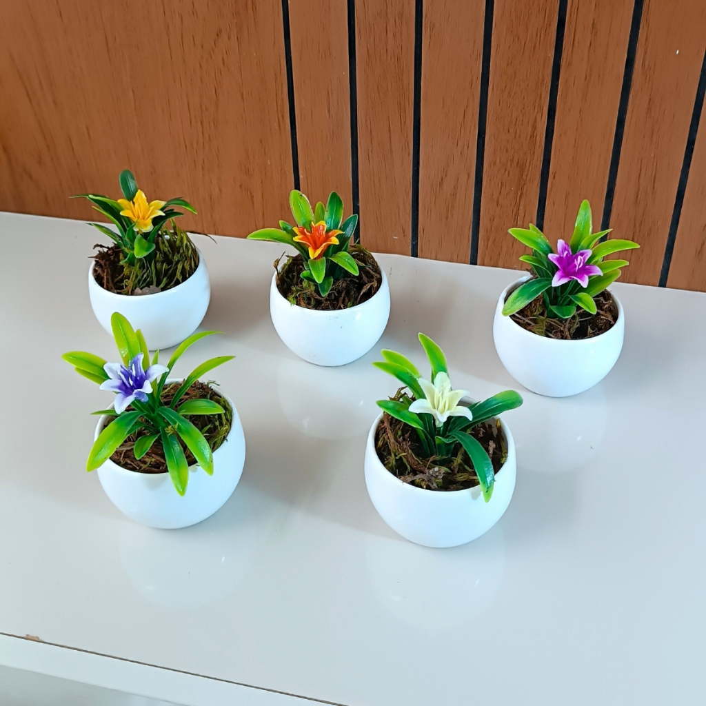 Vasinho Decorativo com Planta Artificial Hortênsia - Toque Real