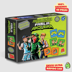 Jogo da Memória de Madeira Familia Arqueira Gamer Youtuber 40 Peças Algazarra