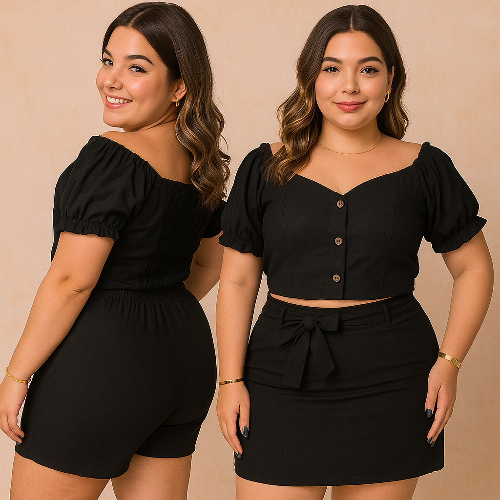 Conjunto Feminino Short Saia e Blusa Plus Size Moda Casual Dia a Dia Plus Confortável em Oferta na Shopee