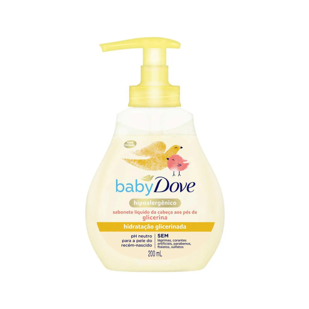 Sabonete Líquido Baby Dove Hidratação Glicerinada 200ml | Hipoalergênico | pH Neutro | Original