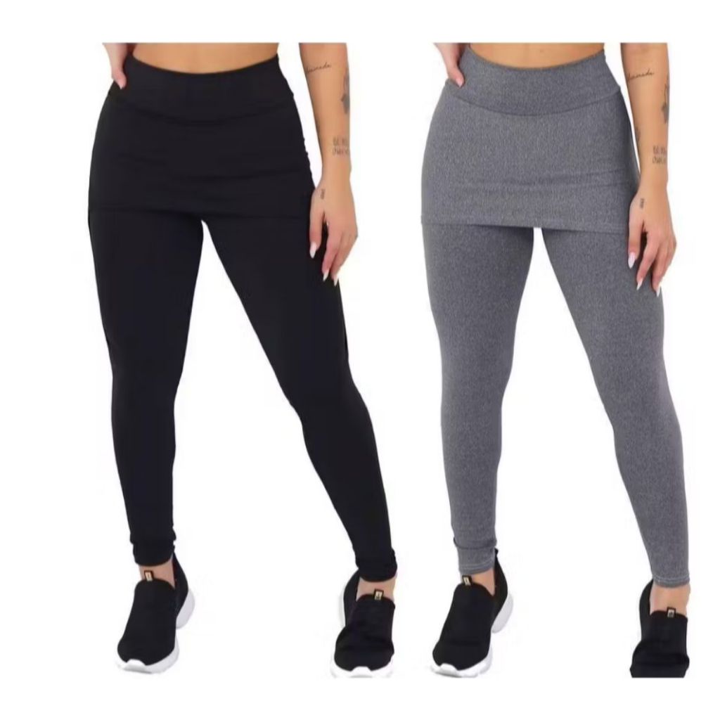 Calça Legging Fitness Tapa Bumbum Com Saia Embutida Academia Treino Conforto Crossfit