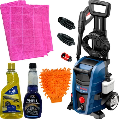 Kit Limpeza Automotiva Lavadora Bosch GHP 180 127V + Shampoo + Pretinho + Toalha e Luva Microfibra