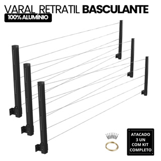 3 Varais Retrátil Dobrável De Parede 100% Alumínio Cabo De Aço Encapado Atacado Envio Imediato em Oferta na Shopee