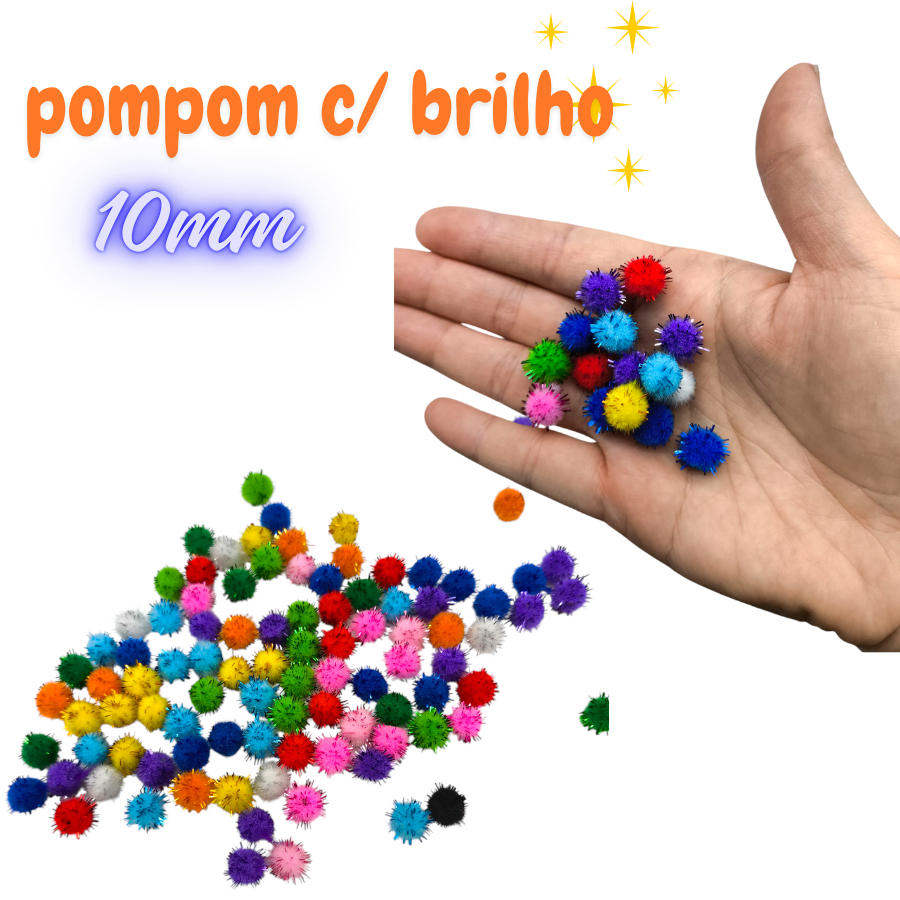 Pompom Solto brilhoso 10mm - 200unid em Oferta na Shopee