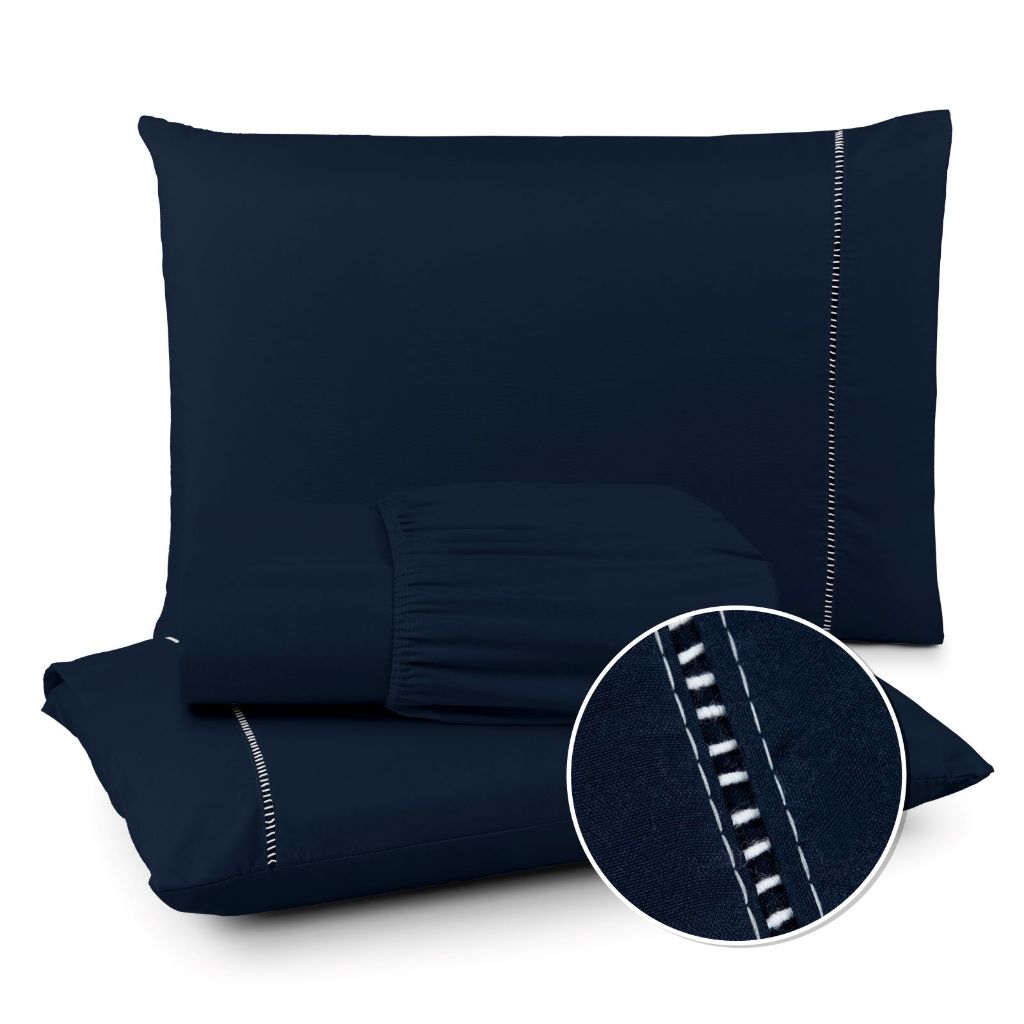 Jogo de Lençol Berço Solteiro Casal Queen King 02 e 03 Peças Toque Aveludado 400 Fios Micropercal Com Ponto Palito