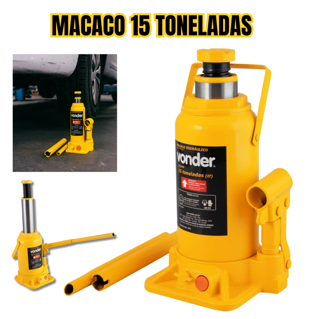 Macaco Tipo Garrafa Hidráulico 15 Toneladas Vonder