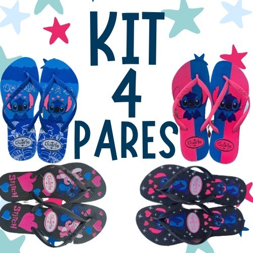 Kit 4 Pares de Chinelo Feminino Sandalia Stitch Leve Macio Mais Vendido 2025