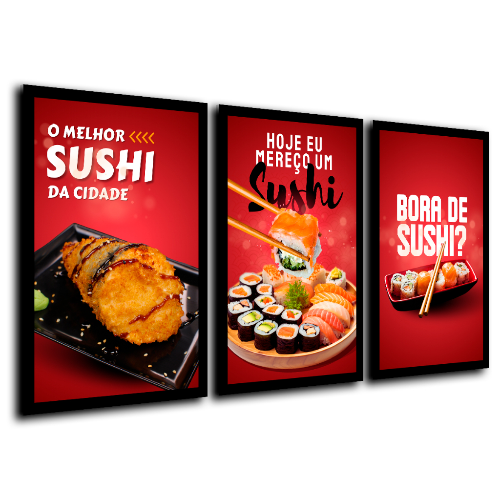 Quadros Decorativos Restaurante Sushi Temaki Comida Japonesa em Oferta na Shopee