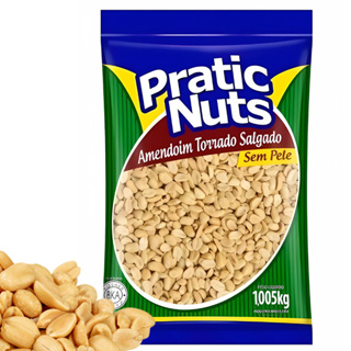 Amendoim Torrado Sem Pele e Com Sal 1,005 kg Pratic Nuts em Oferta na Shopee