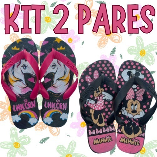 Kit 2 Pares de Chinelo Infantil Feminino Menina Mais Vendidos 2025