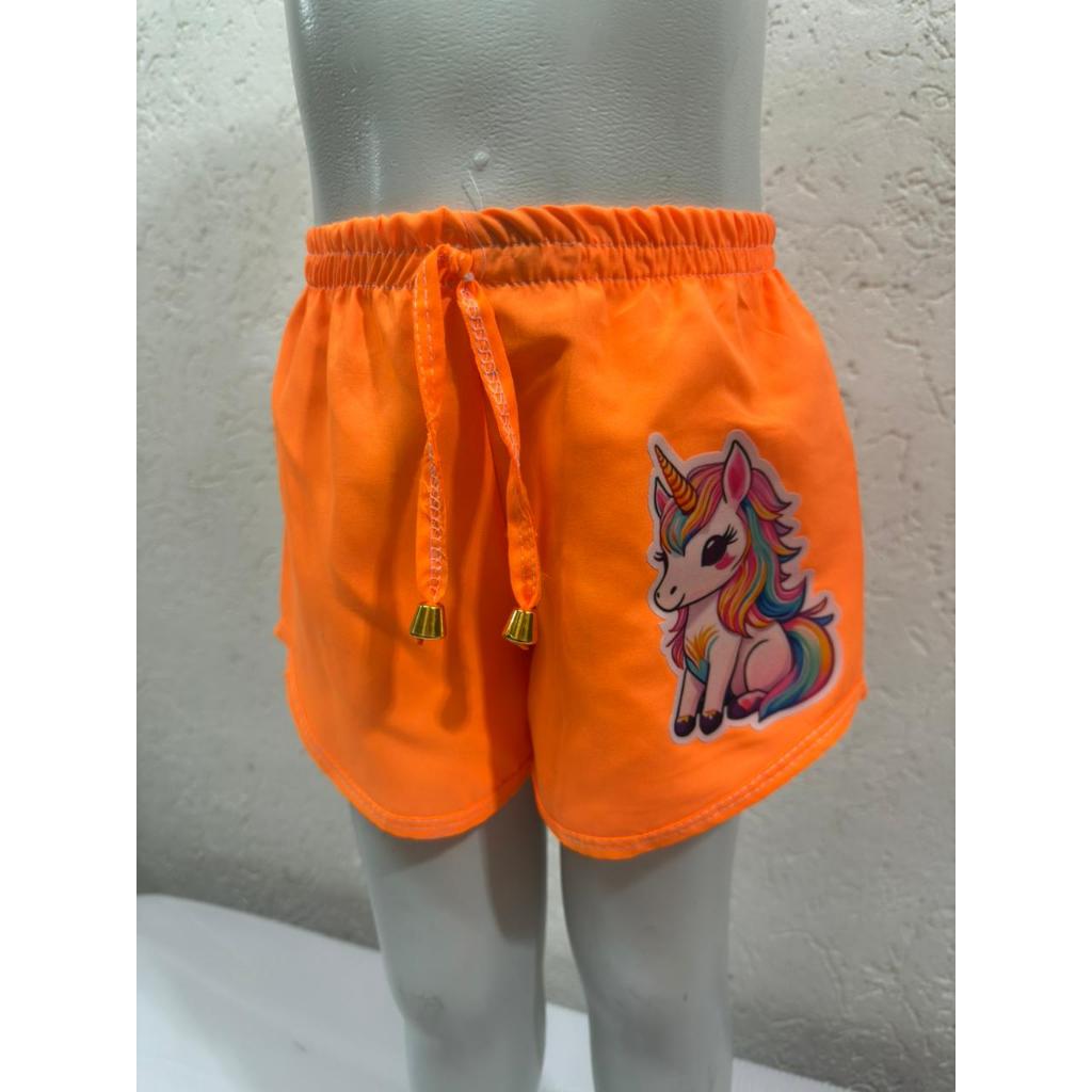 Shorts Tactel estampado infantil Feminino Soltinho E Confortável 6meses a 10 anos