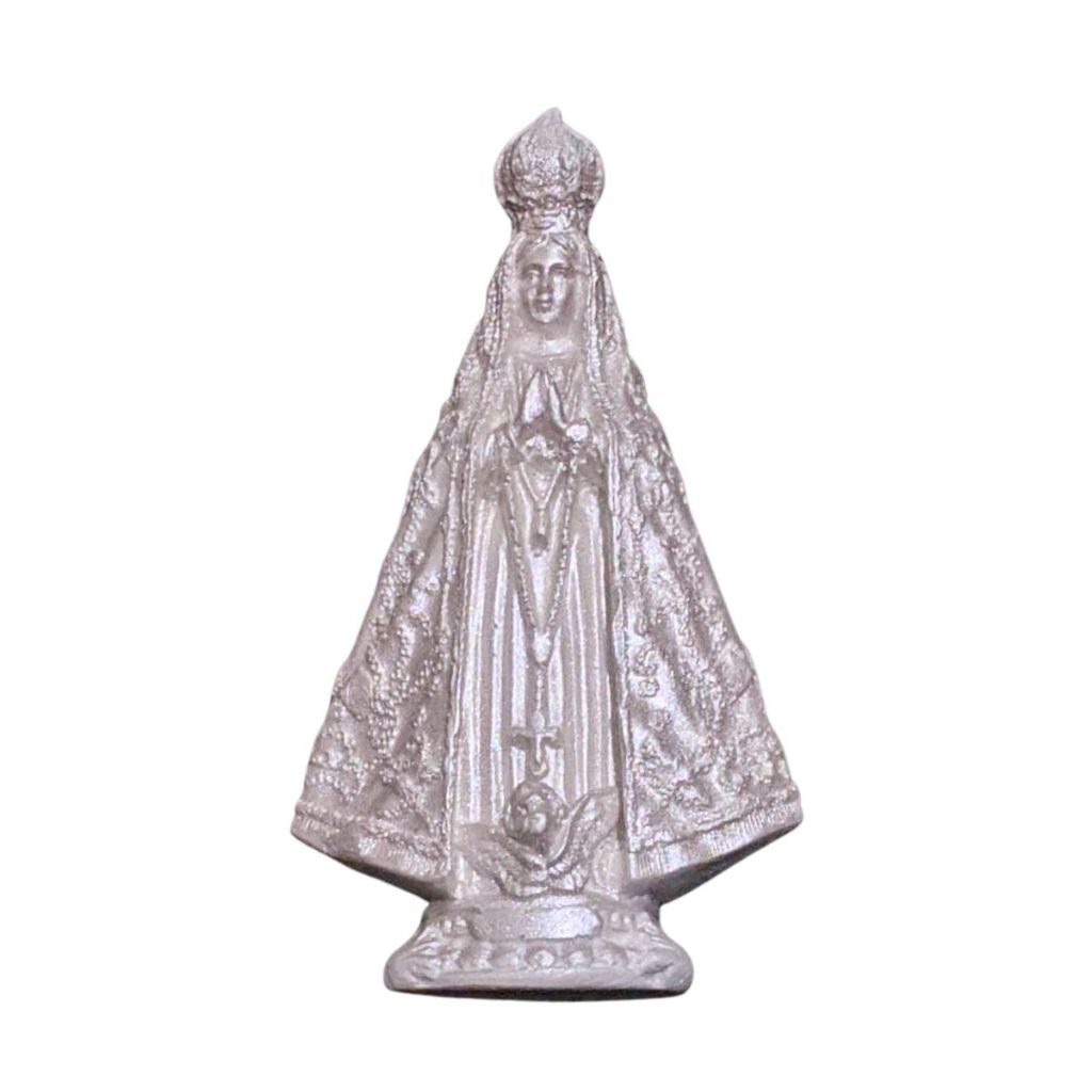 Imagem Nossa Senhora Aparecida Gesso Bordado Branco Perolado