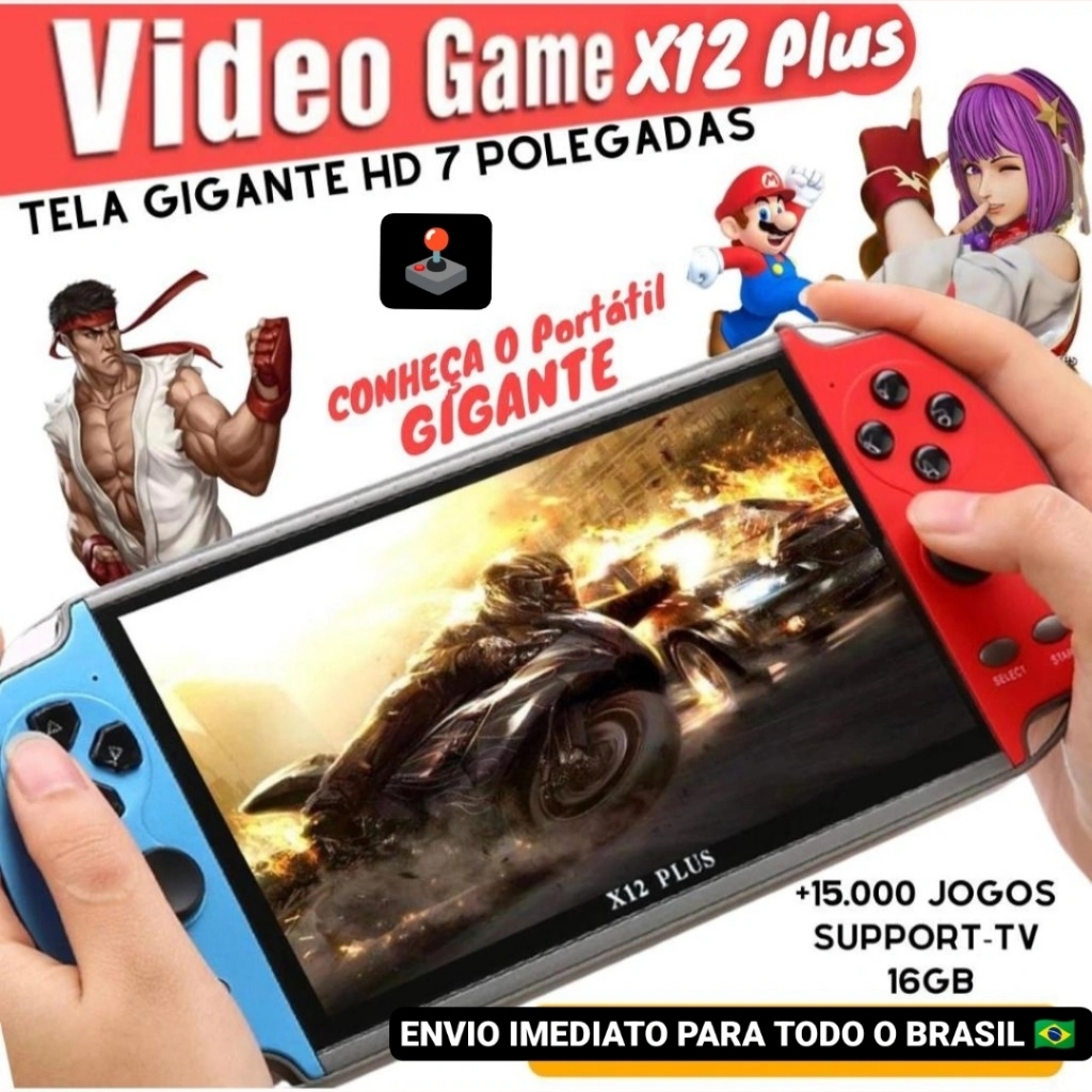 Game Portátil X12 Plus Tela Gigante de 7.1 Polegadas + 10.000 Envio Imediato