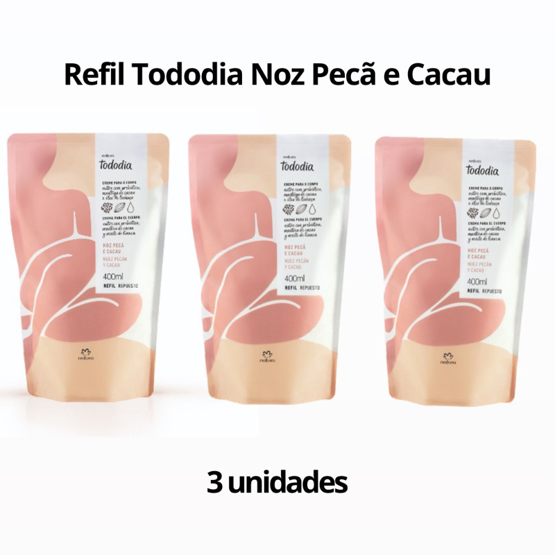 kit Refil Creme Desodorante Nutritivo para o Corpo Tododia Noz Pecã e Cacau