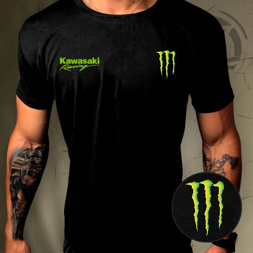 Camisa Dry-Fit Masculina - KAWASAKI MONSTER - Academia Corrida Crossfit Skate Basquete em Oferta na Shopee