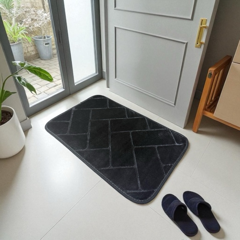 Tapete De Banheiro 40x60cm Geométrico Soft Macio Secagem Rápida antiderrapante Entrada Comforto em Oferta na Shopee