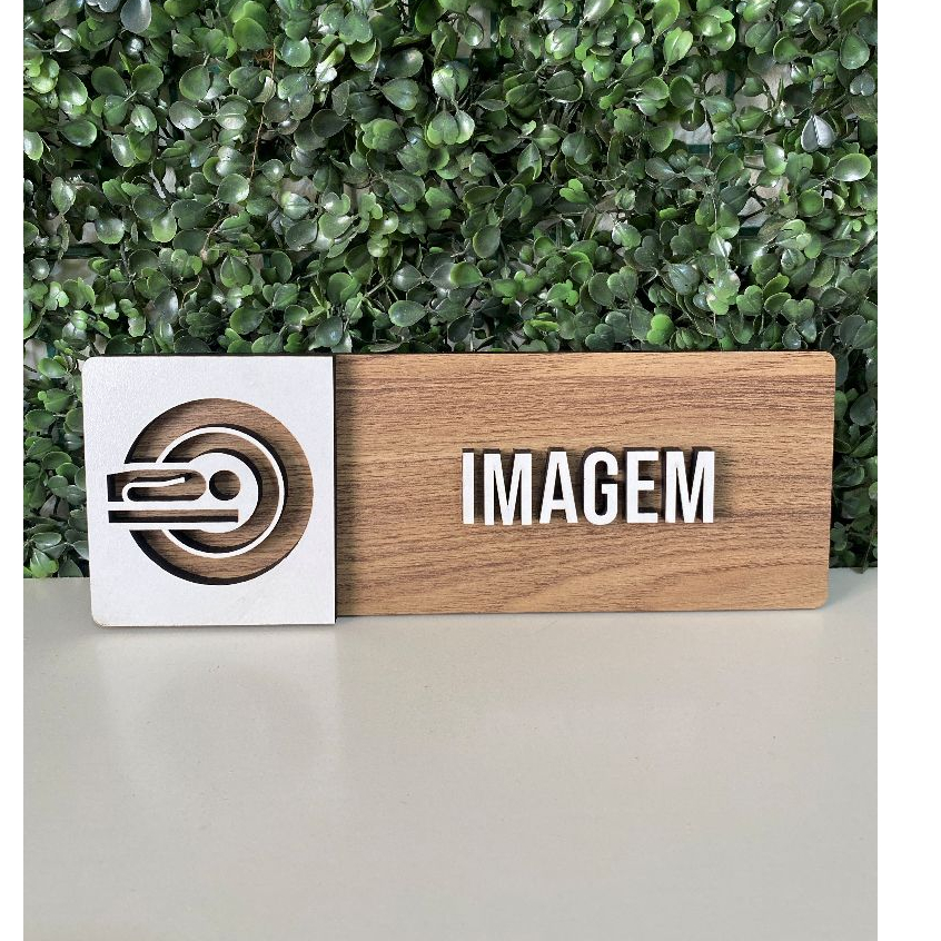 Placa de sinalização Exame Imagem Clínica Consultório Hospital em mdf