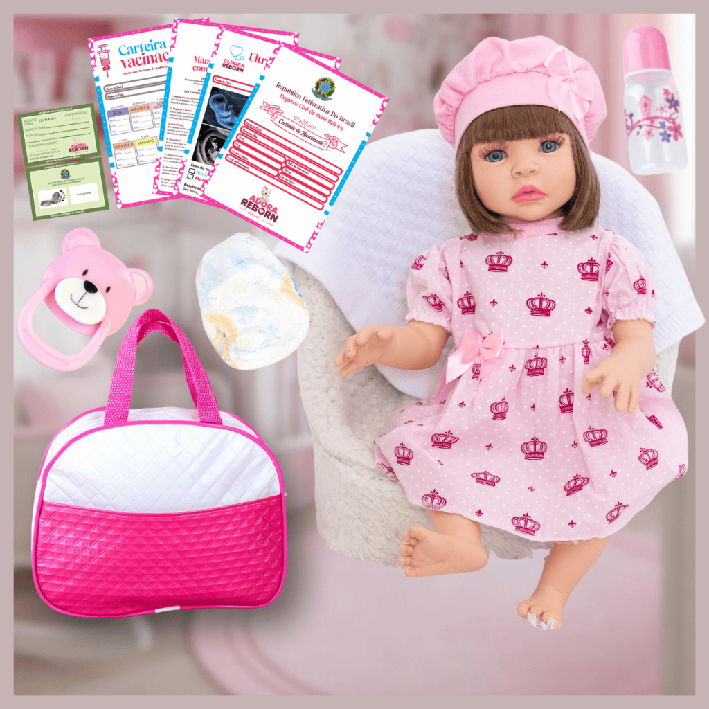 Boneca Bebê Reborn Realista Silicone Boneca Vestido e Bolsa de Maternidade - Mom & Baby