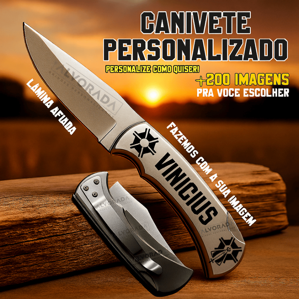 Canivete com Nome Gravado Original Barretos Aço Inox