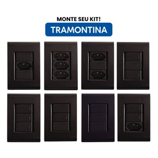 Conjunto Tomada, Interruptor, Módulo Tramontina liz cor Grafite em Oferta na Shopee