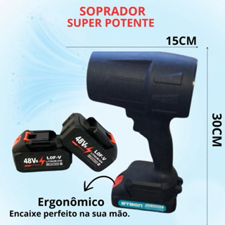 Soprador De Folhas Turbo Portátil Recarregável 48v Com 2 Baterias Potente Limpeza Interna e Externa em Oferta na Shopee