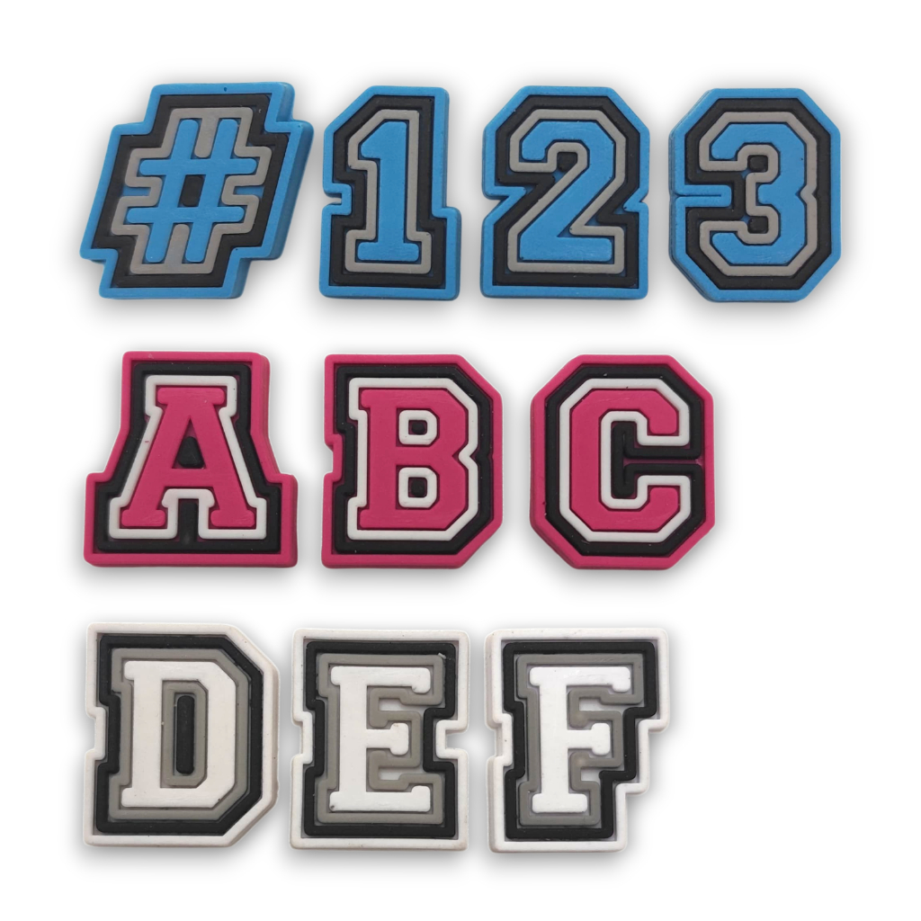 Pins para Babuche Letras Emborrachadas Coloridas | Branco, Azul e Rosa em Oferta na Shopee