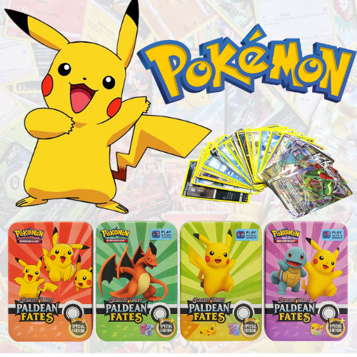 Kit 40 Cartas Pokémon Infantil Caixa Metalizada Sortida Cartinhas Porta Cards Importadas Em Ingles