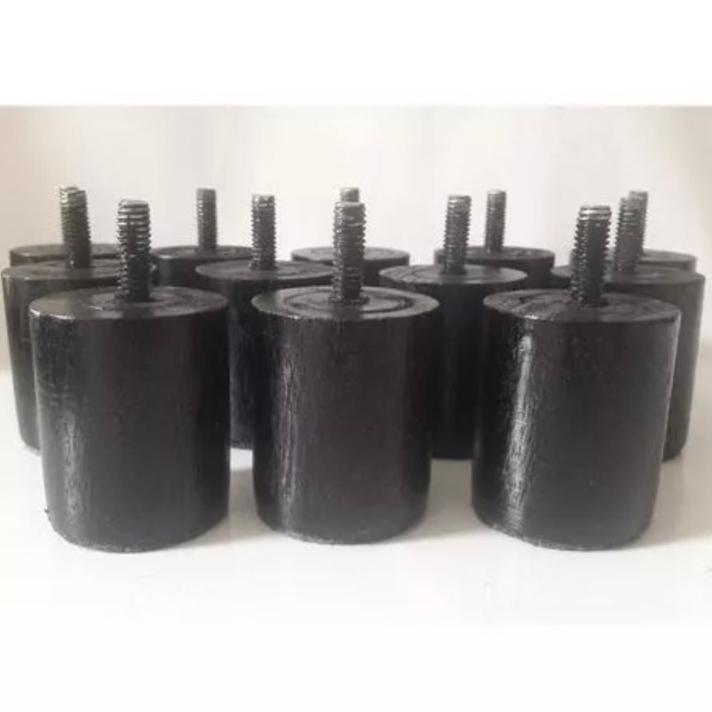 Pés para Cama Box Com 9 Unidades Pezinho Madeira 6,5cm Casal ou Solteiro Pes - Cor Preto