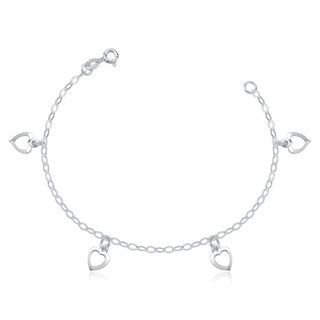 Pulseira Feminina de Prata 925 Corações Vazados