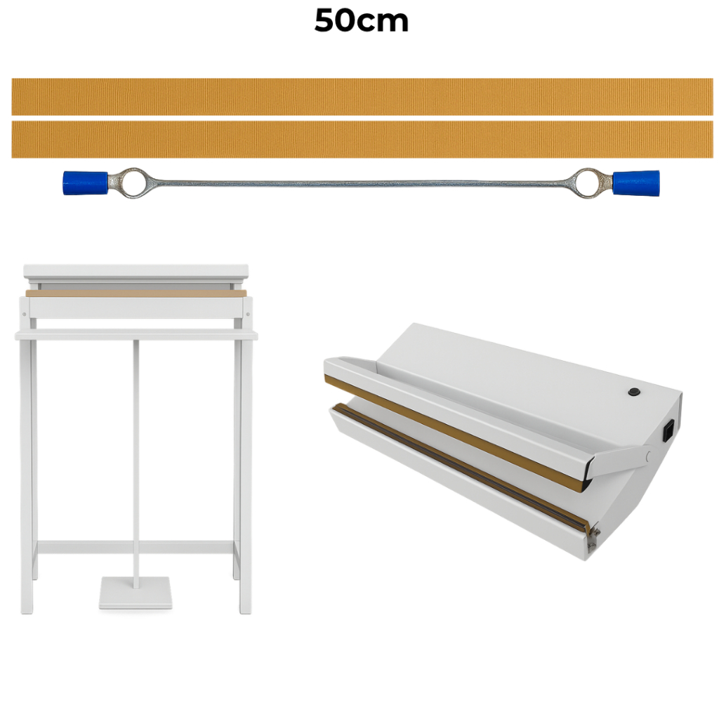 1 Resistência + 2 Teflon 50cm Seladora Com Reposição Uso Industrial Bivolt Kit Manutenção