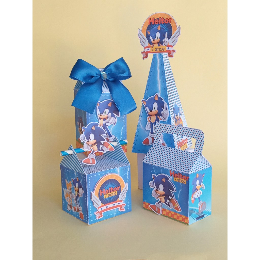 Kit festa Infantil Sonic - Lembrancinhas Aniversário Personalizadas-Caixinha Personalizada-Papelaria