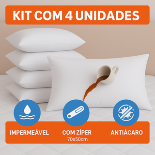 Kit 4 Capa Protetor 100% Impermeável Para Travesseiro 70x50cm em Oferta na Shopee