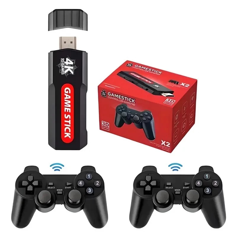 Videogame Retrô Game Stick 3D 4K Ultra HD X2 64GB +30 Mil Jogos C/ 2 Controles - Envio Imediato