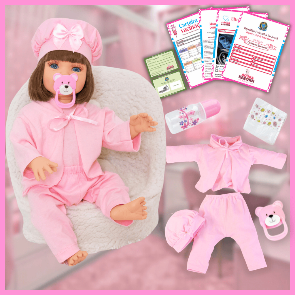 Boneca Bebê Reborn Silicone Realista Menina Original Pode dar Banho - Mom & Baby