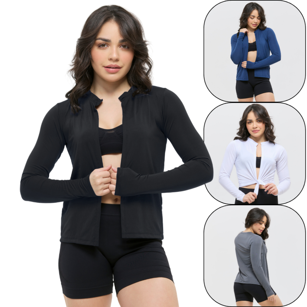 cardigan feminino casaquinho academia proteção uv casaco térmico em Oferta na Shopee