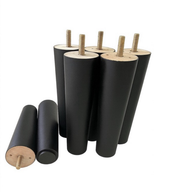 Pés 12cm de Cama Box Com Pezinho Madeira Maciça Com 12cm Casal ou Solteiro - Cor Preto