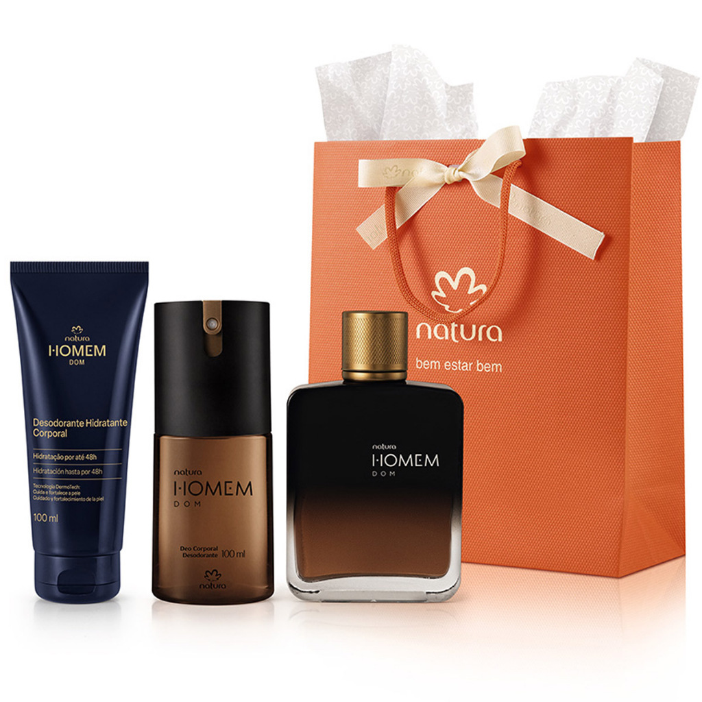 Kit Presente Natura Homem Dom Perfume 100ml + Deo Corporal 100ml + Hidratante 100ml