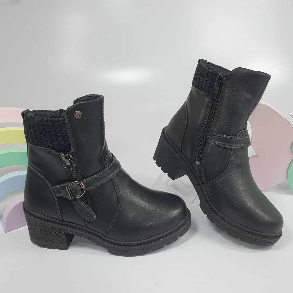 Bota Infantil Menina Pink Cats V4001 Coturno Cano Curto Estiloso e Confortável