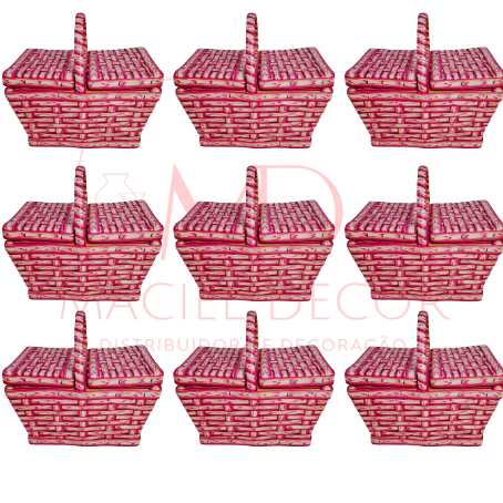 Kit 12 Cesta de Piquenique Fibra Sintética Mini 13X15X22 (Cesta lembrancinha) em Oferta na Shopee