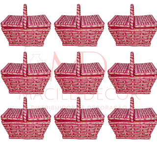 Kit 12 Cesta de Piquenique Fibra Sintética Mini 13X15X22 (Cesta lembrancinha) em Oferta na Shopee