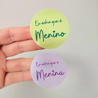 Kit 24/48/72/94 adesivos Chá Revelação Menina ou Menino verde e lilás/Etiqueta adesiva chá revelaçãotamanho 4x4