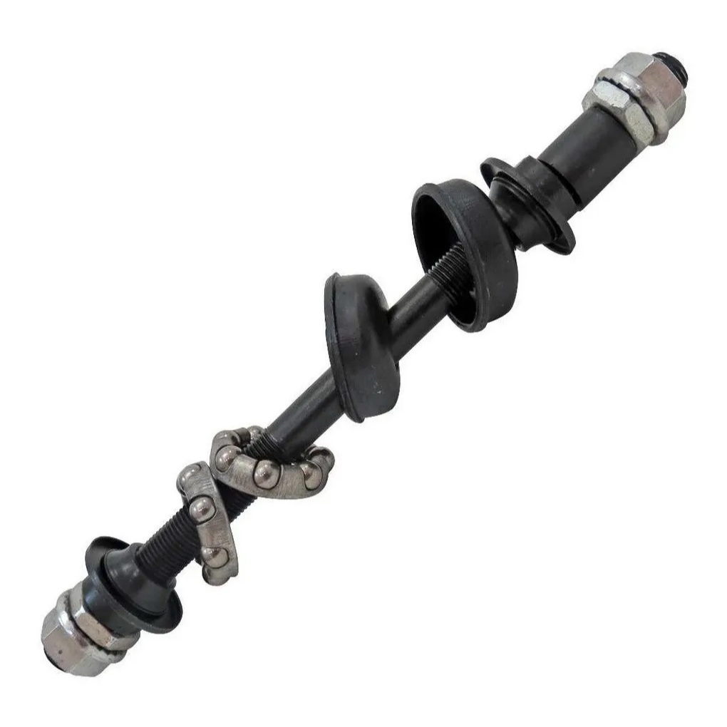 Eixo Traseiro Com Espaçador Bicicleta Marchas Completo 3/8x175 Preto Caixa Com Colar Com Espaçador