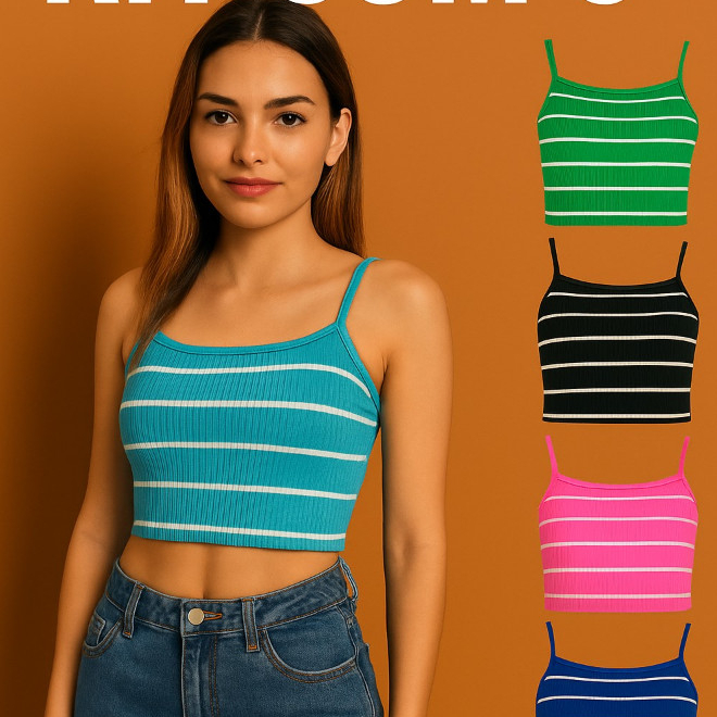 Kit 4 Blusa Feminina Ribana Canelada Top Alcinha Estilo Cropped – Listrada Cores Sortidas em Oferta na Shopee